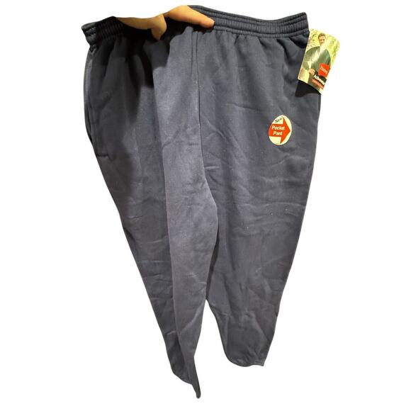 Vintage NWT Hanes Activewear Sweatpants Mens Large Navy Blue Elastic Waist 50/50